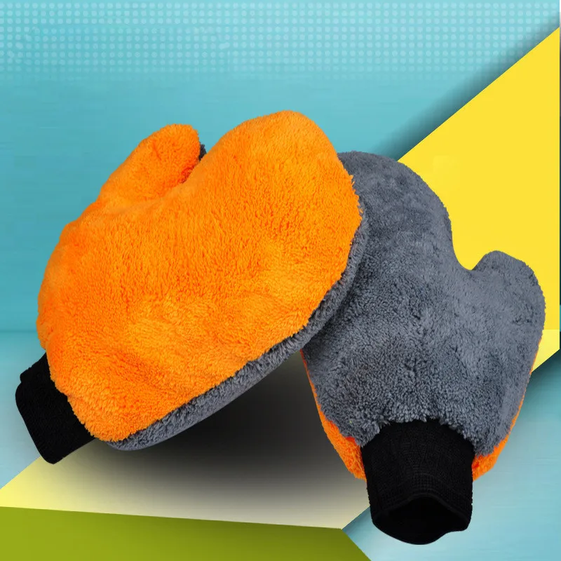 

1Pc Double-sided Coral Cashmere Car Wash Glove Cleaning Mitt Short Wool Mitt Car Washing Brush Cloth Detergency Car Wash Glove