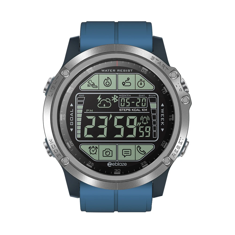 

Smart Watch Realtime Weather Waterproof LED Backlight Alarm Stopwatch Calendar Sports Modes 1.24inch Display Bluetooth