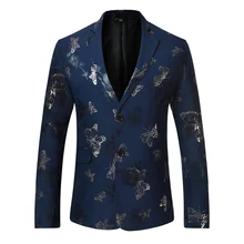 Blazer Suits Tuxedos Yiminpwp-Print Men One-Coat Separates Only Lapel Notched In-Stock