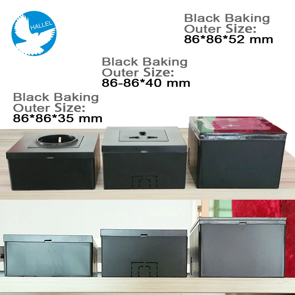 Premium Baking Black 35/40/52 mm Switch Installation Box Wall Surface Junction Outfit Box, Socket External Mounting Outlet Box