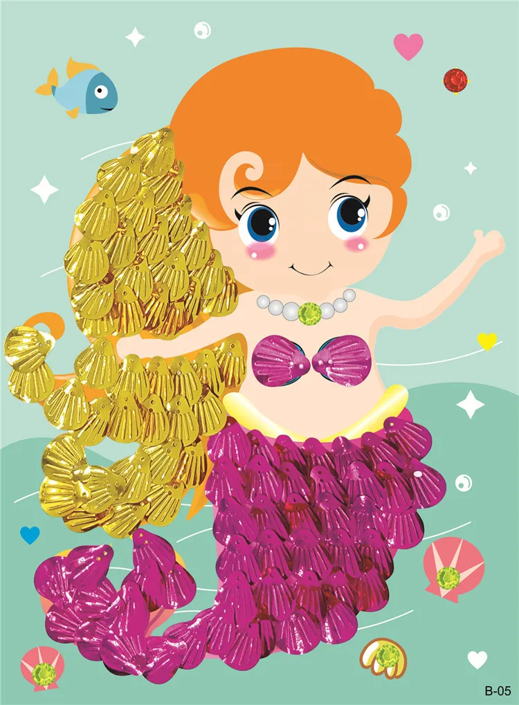 5 шт./лот, набор для рисования бисером в виде ракушки, Детский Набор для творчества и рукоделия, материал для детского сада, креативная игрушка для девочек, обучающая