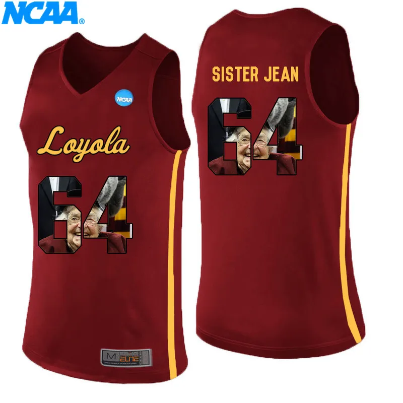 Новое поступление, высокое качество, Loyola(Chi) Ramblers SISTER JEAN#64 Avery#10, футболки для колледжа, ограниченная серия, майки, S-XXXL