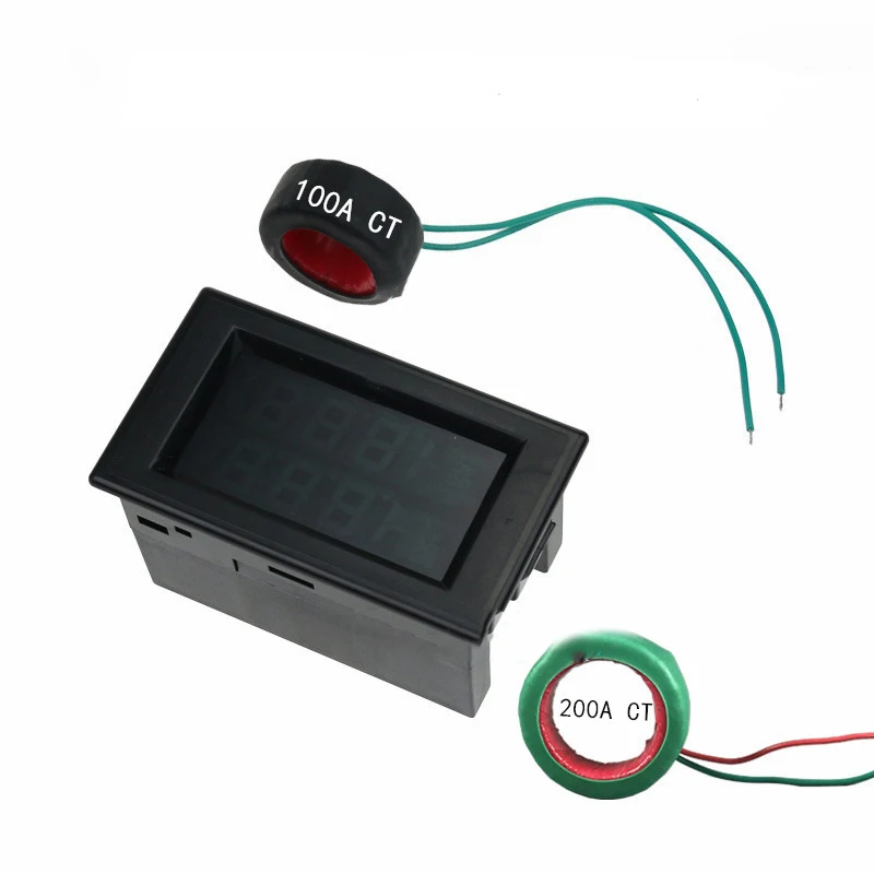 AC 80-300V 200-450V Ammeter Voltmeter Current Meter Voltage Indicator Volt Amp Monitor 100A 199.9A 400A LCD Scree CT Full View