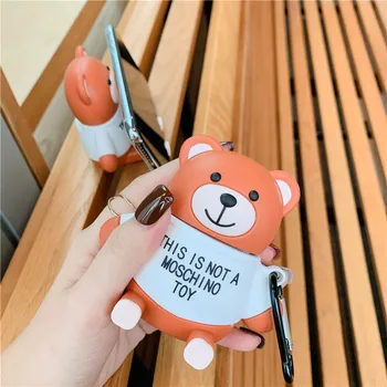 

Cute Bear Case For Apple Airpods Cover Funny Stand Holder 2 IN 1 Bluetooth Earphone Case Cartoon Headphone Case Box For Airpods