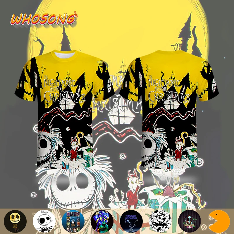 3D T-shirt WHOSONG The Nightmare Before Christmas off white family matching clothes Kids Men Women funny Gothic style tops tees | Мужская