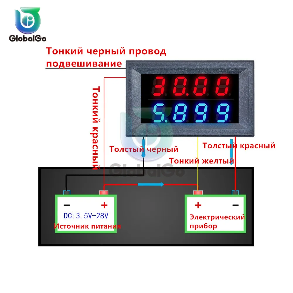 3 шт. постоянного тока 100 в 200 в 10 А Вольтметр Амперметр синий+ красный светодиодный дисплей Amp двойной цифровой вольт напряжение измеритель тока Калибр Тестер Открытый