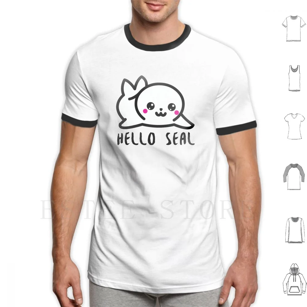 

Печать на футболке Hello Seal, печать на хлопковой футболке Hello Seal