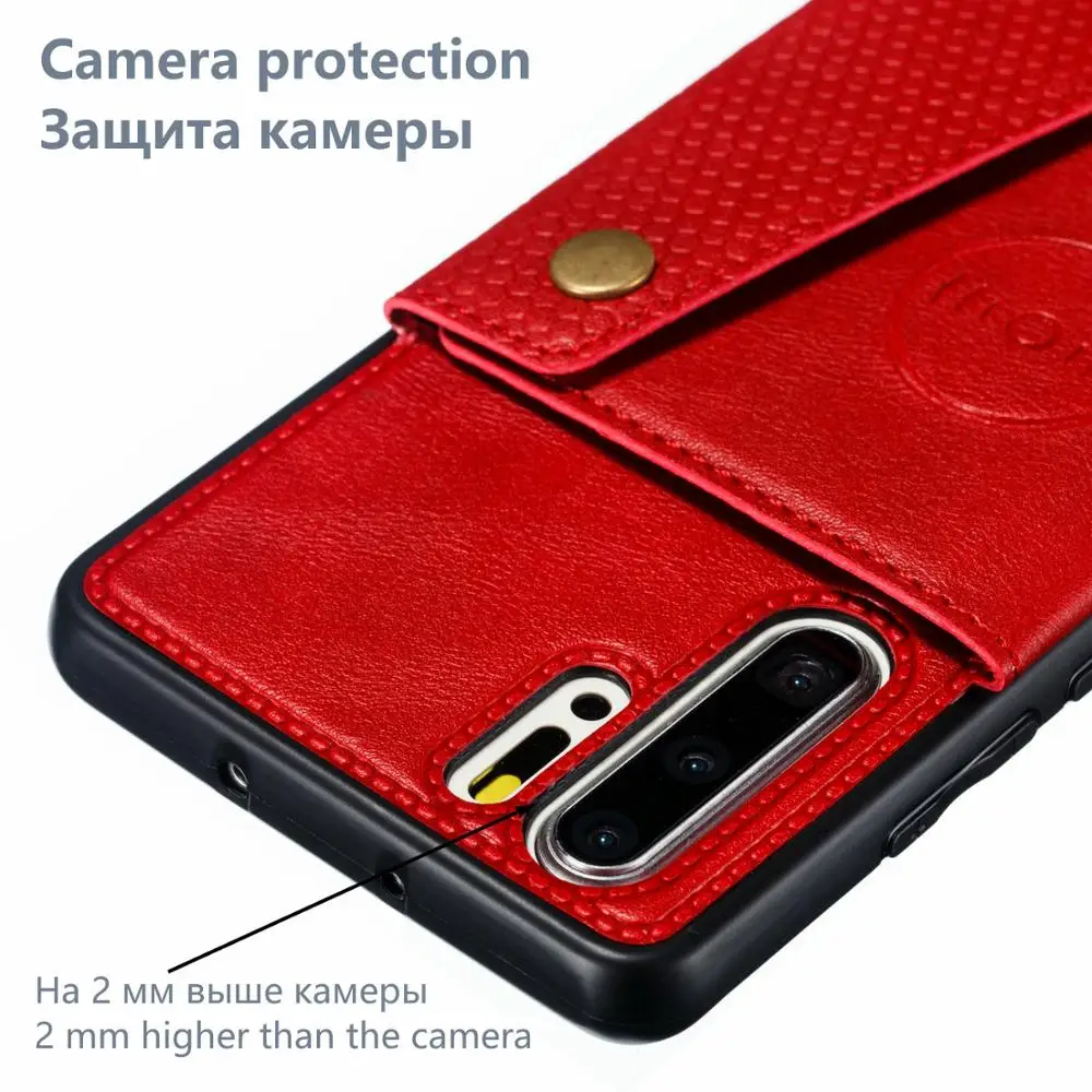 Чехол с магнитным кронштейном для HUAWEI P20 P30 Pro Lite HONOR20 Pro, кожаный чехол для хранения кредитных карт и банкнот
