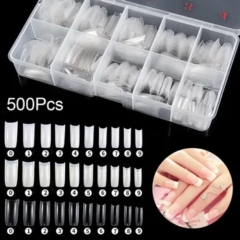 

500pcs French Acrylic Fake Nail Tips Artificial False Nails Half Tips Ballerina Natural UV Gel Manicure Tip for Nail Art Salon