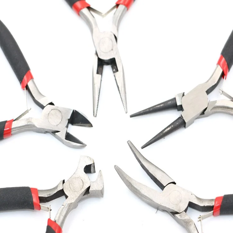 5pcs Black Handle Mini Jewellery Plier Cutter Chain Round Bent Nose Beading Making Repair Tool Kit dbird