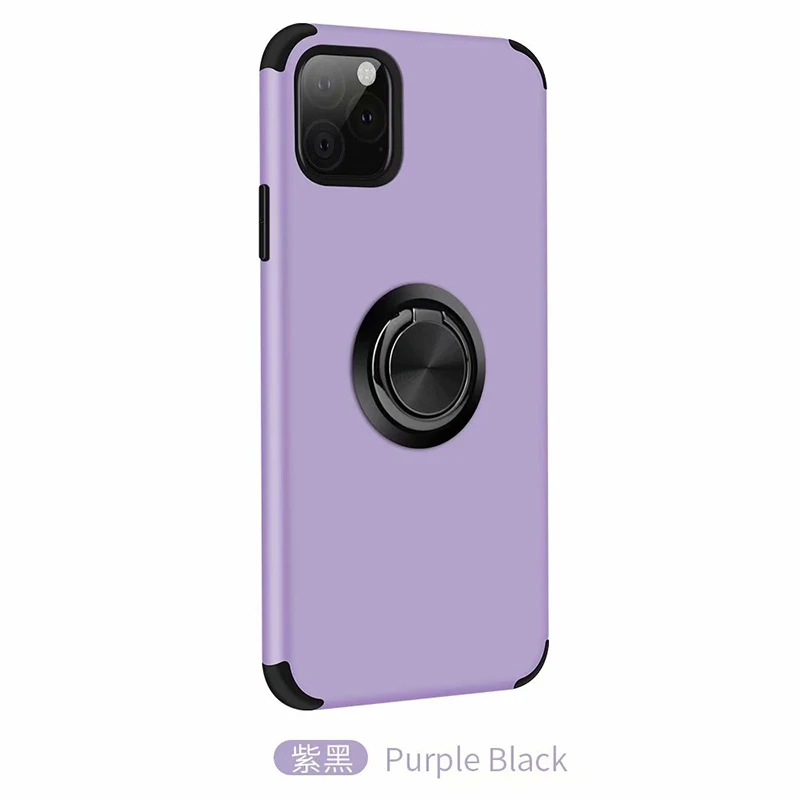 Purple black Для iphone 11 pro max чехол, роскошное крутое кольцо с подставкой, анти-осенний чехол для iphone 6 6S 7 8 Plus X XR XS Max чехол для телефона - Цвет: Purple black