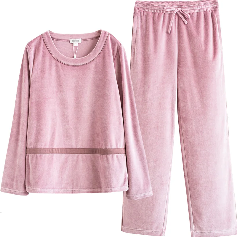 Пижама; женская одежда для сна; зимняя Пижама для женщин; комплект теплых пижам для сна; женские брюки; одежда для сна - Цвет: Розовый
