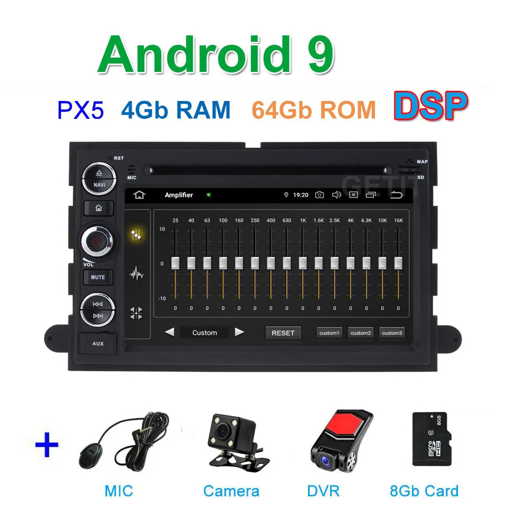 DSP PX5 CAM DVR SD DSP 64G PX6 Android 9.0 Car DVD Player Radio Stereo GPS for Ford 500/F150/Explorer/Edge/Expedition/Mustang/fusion/Freestyle - Цвет: DSP PX5 CAM DVR SD