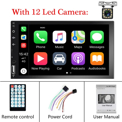 LeeKooLuu Автомагнитола 2din Автомагнитола Bluetooth Android авто " сенсорный экран 2 Din d-carplay видео MP5 плеер USB TF USB стерео - Цвет: With 12 Led Camera