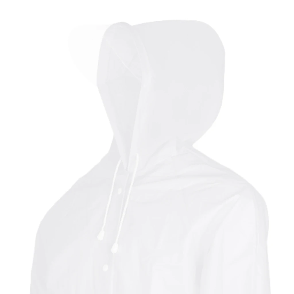 Waterproof Rain Poncho Reusable Adult Raincoat with Hoods & Cap Visor White