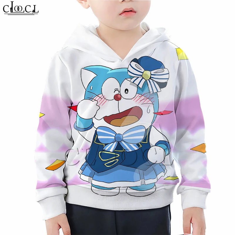 Hoodies 8 Детская одежда для маленьких девочек; толстовка с капюшоном и 3D-принтом дораэмона; Повседневная Толстовка для дочки; Модные топы для маленьких мальчиков с изображением Динь-Динь - Цвет: Hoodies 8