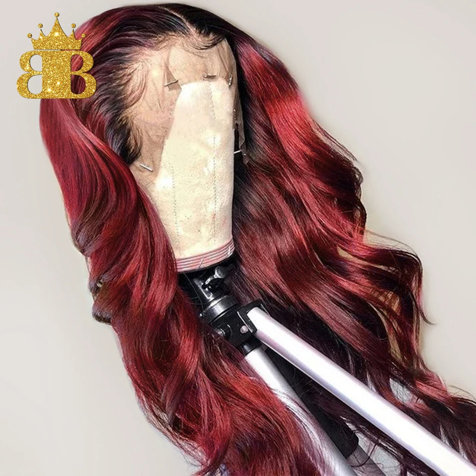 

Ombre Colored T1b/27 Loose Wave Wig For Women Black Natural Brazilian Remy Deep Part 13*4 Lace Front Human Hair Wigs BIB