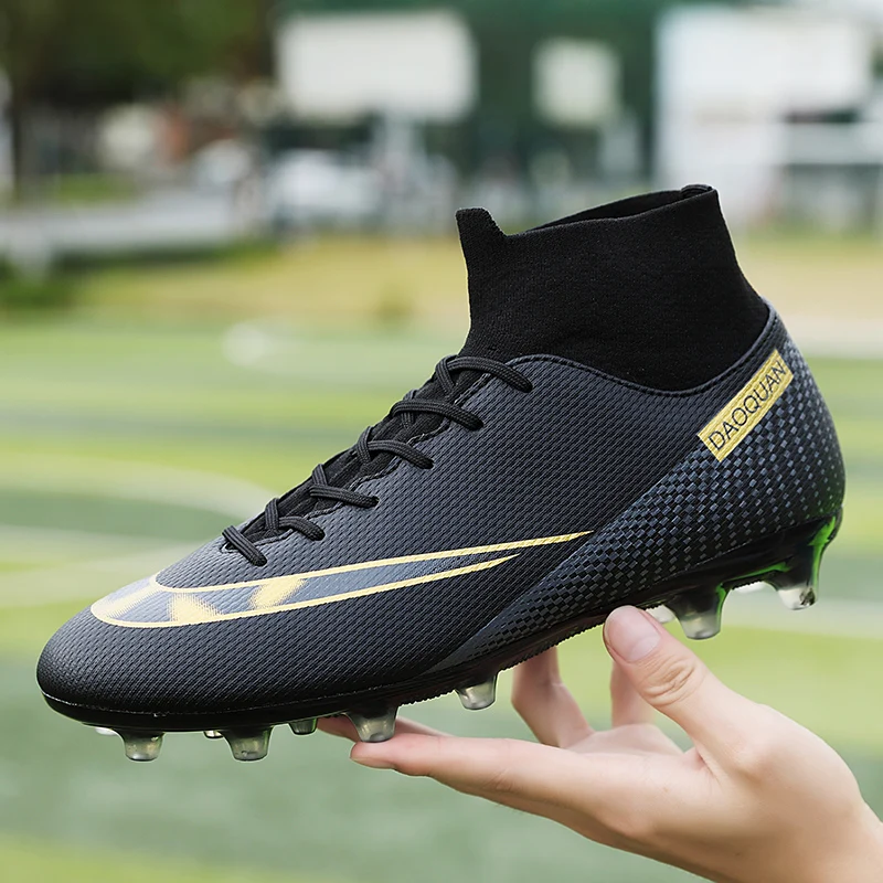 Men Soccer Shoes AG/TF High Ankle Football Boots Non-Slip Ultralight Kids Cleats Couple Plus Size32-47