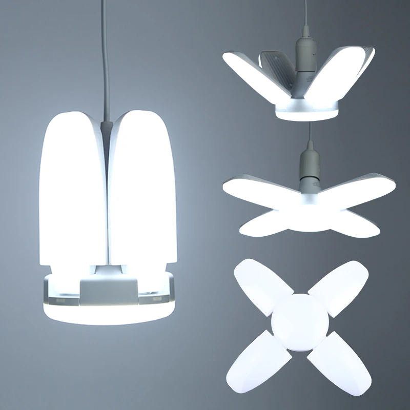 

E27 Led Bulb Ceiling Fan Lampada Led Light Creative 30/45/60W Led Lamp 85-265V Foldable Fan Blade Angle Adjustable Led Bulb