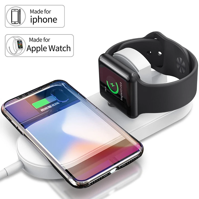 Беспроводная зарядная док-станция 2 в 1 для Apple Watch iWatch Series 3 iPhone 11 Pro Xs XR Max |