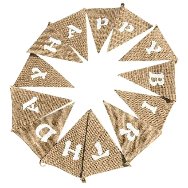 Happy Birthday Праздничная Вечеринка висящий баннер треугольный флаг Веревка на день рождения, свадьба, Рождество украшение дома льняной флажок кулон Декор - Цвет: Happy Birthday