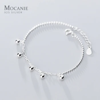 

Mocanie Authentic 925 Sterling Silver Tassel Light Beads Ball Strand Bracelet for Women Link Chain Fine Jewelry Bithday Gift