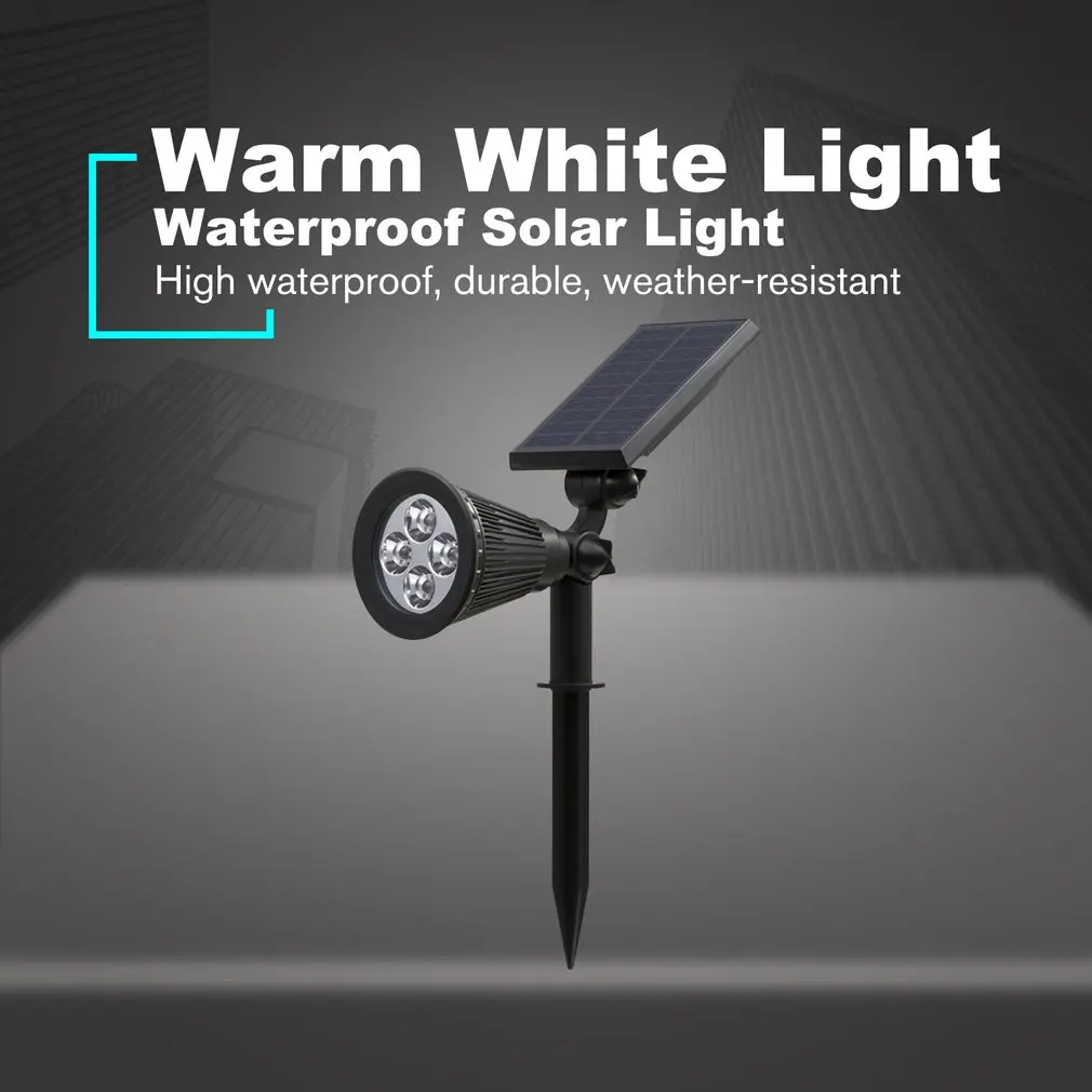 

4 LED Waterproof Solar Lights Outdoor Spotlights Adjustable Solar Landscape Lighting for Garden Courtyard Pathway