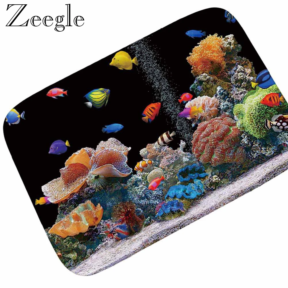 Zeegle 3D Door Mat Non-slip Outdoor Doormat Kitchen Floor Mat Absorbent Bath Rug Indoor Carpet Washable Foot Mat Hallway Carpet