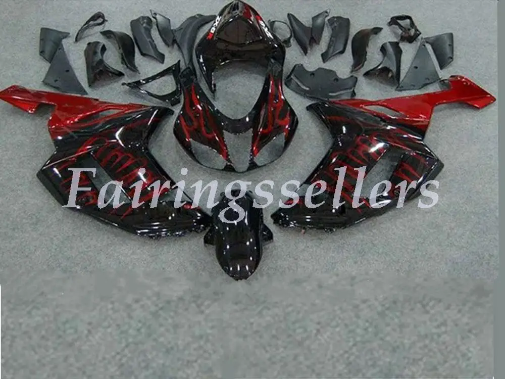 

High Quality New ABS Motorcycle Fairings kit Fit For kawasaki Ninja ZX-6R ZX6R 636 2007 2008 07 08 Custom Free Black Red Flame