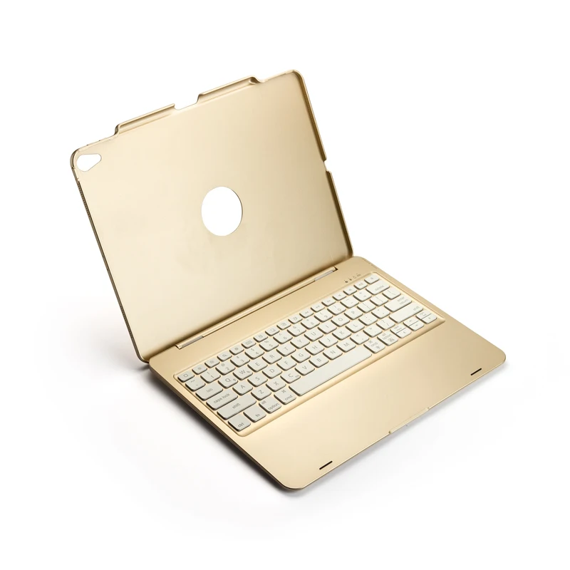 [Новинка] Беспроводная Bluetooth клавиатура для iPad pro 12,", Премиум жесткий чехол+ умный сон+ 7 цветов с подсветкой - Цвет: Gold