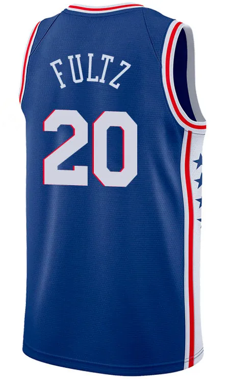 25 Бен Симмонс Джерси 20 Markelle Fultz 21 Joel Embiid 3 Allen Iverson 17 J.J. Баскетбольные майки Redick города