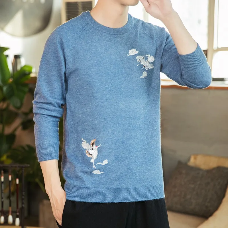 2019 Style Chinese Print Fashion Men Sweater Streetwear Casual Clothes Knitted Pullovers For Autumn Winter 2019 Style Chinese Print Fashion Men Sweater Streetwear Casual Clothes Knitted Pullovers For Autumn Winter