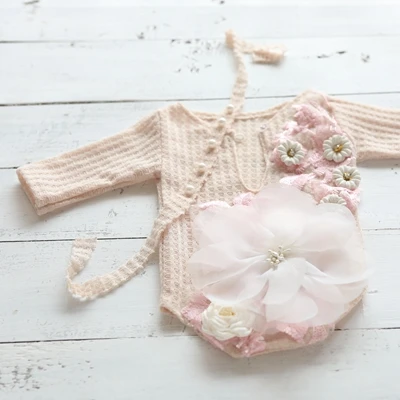 1 Headband 1 romper Аксессуары для фотостудии, платья для новорожденных, реквизит для фотосессии, Рождественский наряд для девочек, одежда с цветочным рисунком - Цвет: 1 Headband 1 romper
