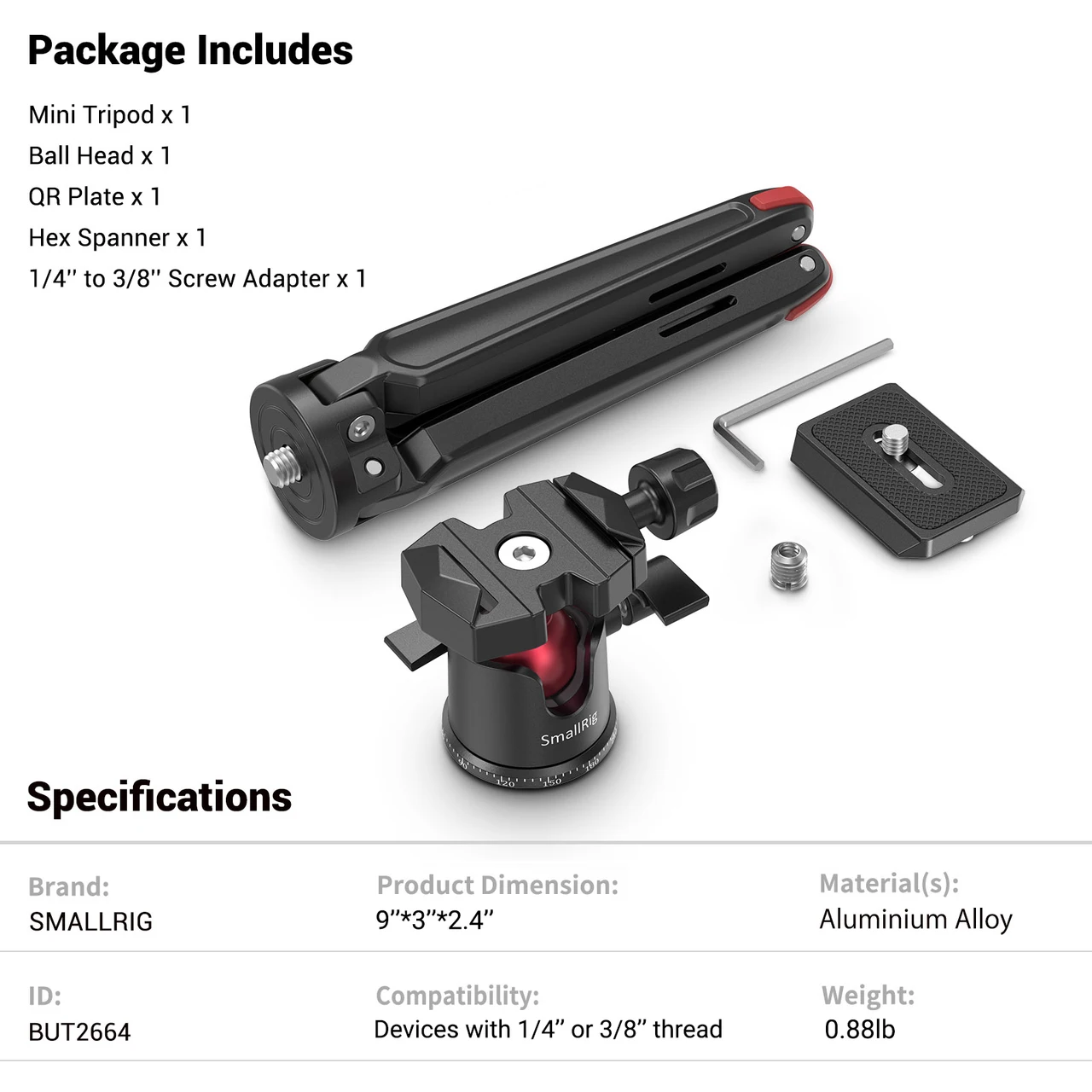 Universal Tabletop Mini Tripod with Panoramic Ball Head For Compact DSLRs/Mirror