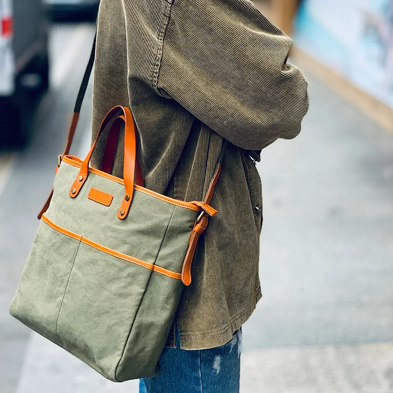 

New Style Couples Cross-body Canvas Bag Shoulder Strap Split Light American Leisure Contrast Color Commuting Shoulder Bag Cloth