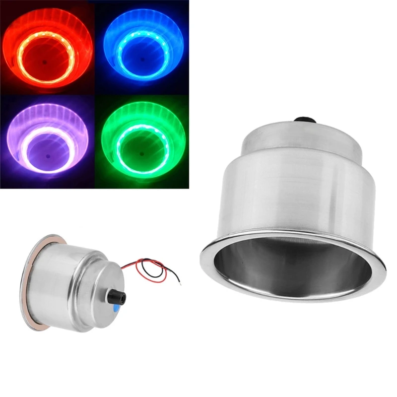12V 15LED Light Cup Holder Insert with Drain Stainless Steel Polished Marine RV Drink | Автомобили и мотоциклы