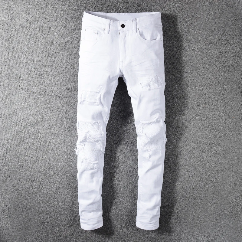 white slim fit ripped jeans