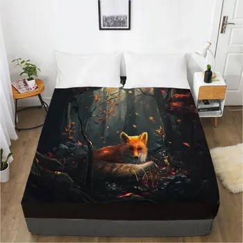 

3D Fitted Sheet Bed Mattress Fitted Cover Custom Design Bed Linens Sheets Bedsheet 180x210 Animal Fox Printed Bedding