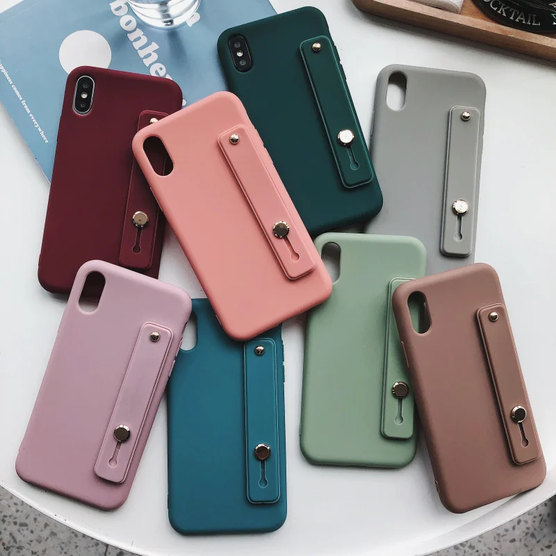 Простой ярких цветов браслет кронштейн чехол для iphone 11 Pro Max 8 7 плюс 6 для iphone X XR XS MAX чехол для apple силиконовый чехол