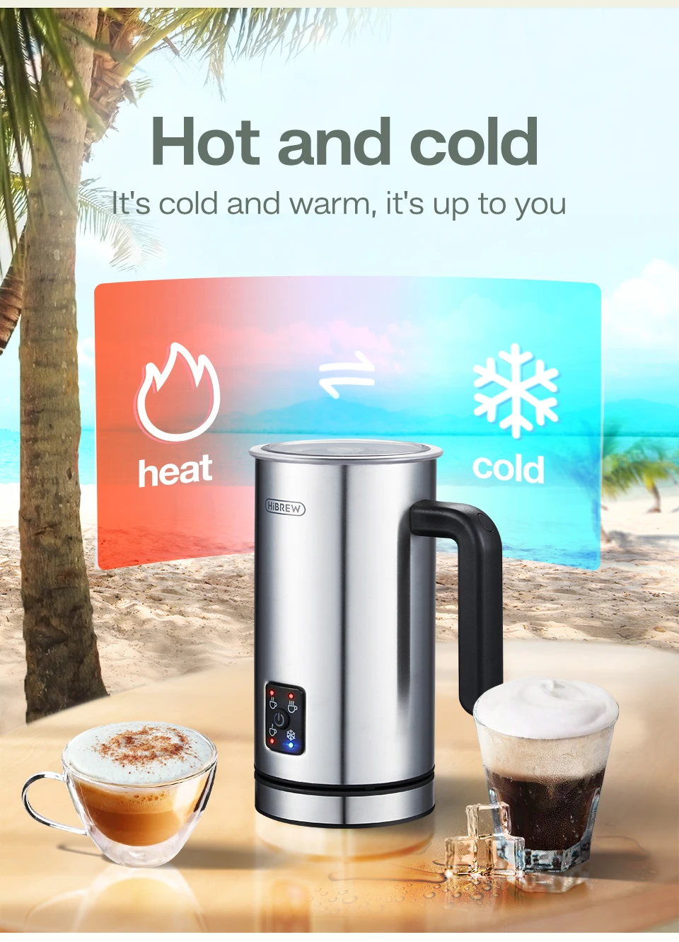 HiBREW 4 in 1 Milk Frother Fully automatic Milk Warmer  M3A