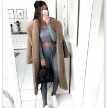 

S-5XL Casual Loose Solid Colors Long Warm Teddy Coat Women Autumn Winter Vintage Plus Size Thick Faux Fur Jackets Coats 5 Colors