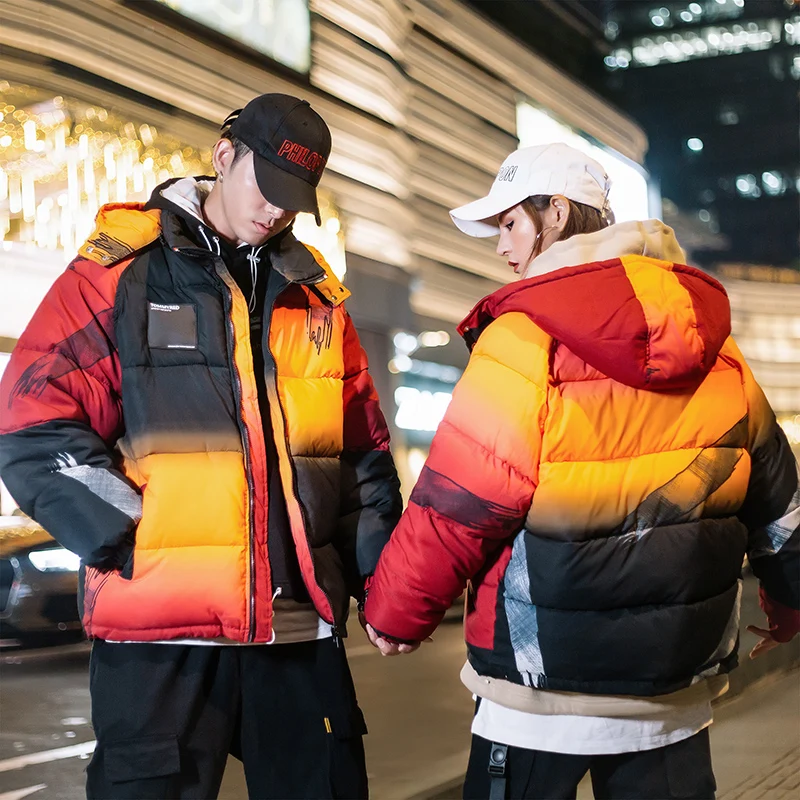 Privathinker Men Women Thicken Winter Warm Parka Jackets Korean Hip Hop Streetwear Man Hooded Outdoor Coats - Цвет: TuSe(AsianSize)