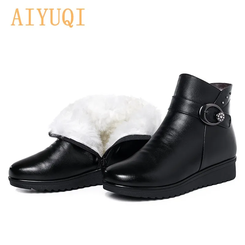 AIYUQI/женские зимние ботинки Зимняя обувь для мам Новинка 2021 года Теплые шерстяные