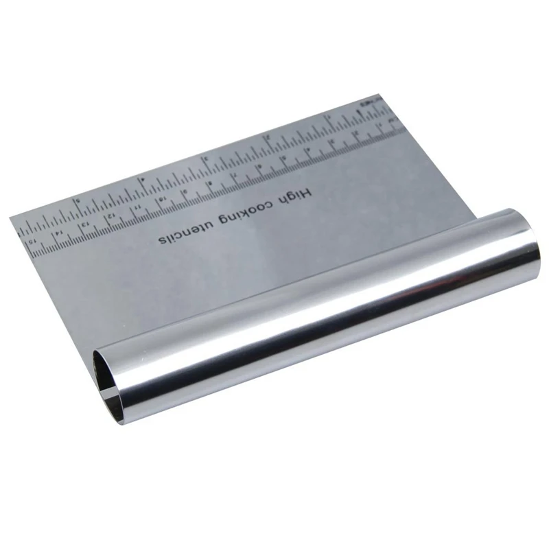 2Pcs Stainless Steel Pizza Dough Scraper Cutter with Scale Kitchen Tool