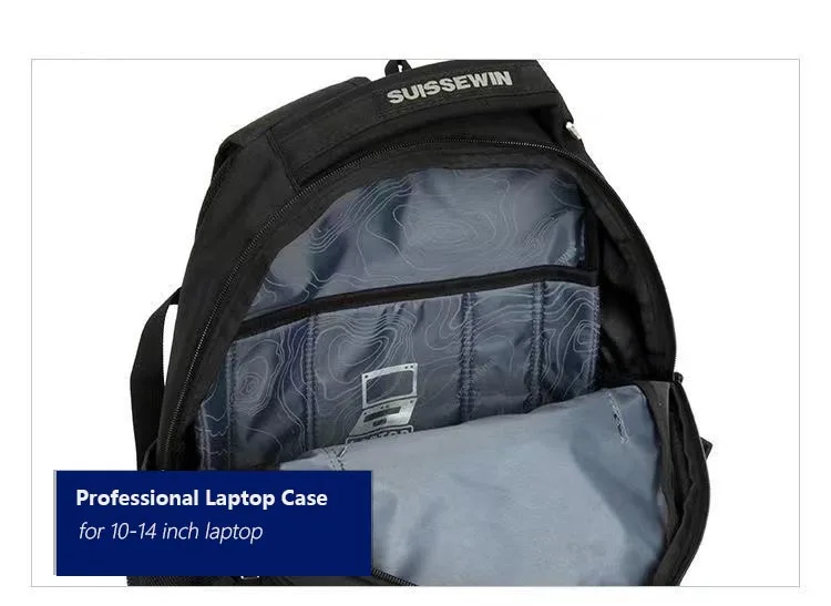 Swiss-Multifunctional 14 Inch Laptop Backpack,Durable 1680D Nylon,Water Resistant,35L Travel bag, College School bag Rucksack