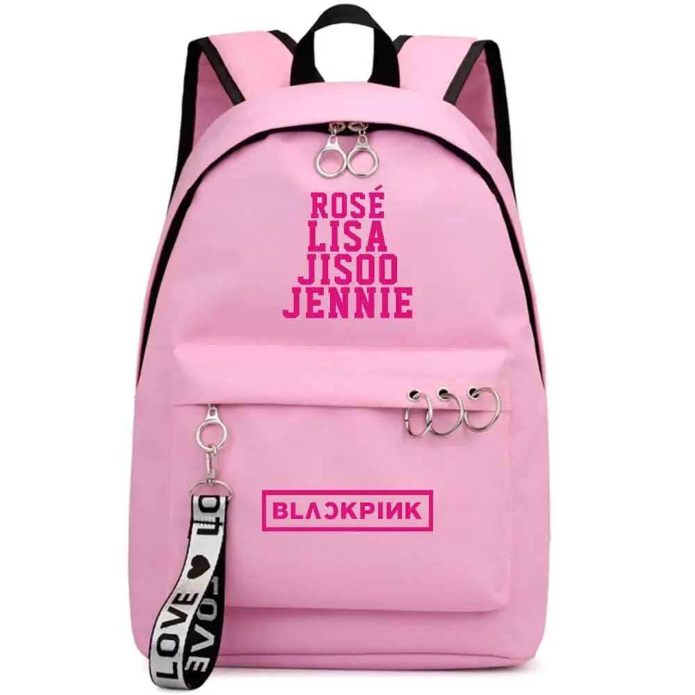 Style 22 Blackpink вентиляторы черный розовый рюкзак школьный книги сумки Mochila дорожные сумки ноутбук кольцо с изображением ленты рюкзак в форме круга розовый черный - Цвет: Style 22