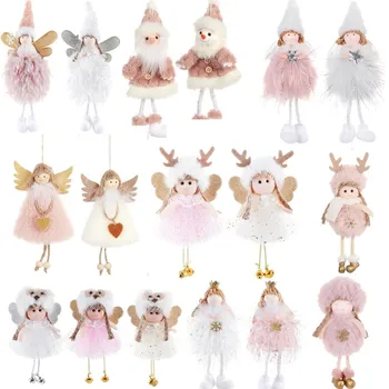 

2020 Navidad Plush Sitting Angel Pendant Xmas Tree Decor Elk Santa Claus Hanging Ornaments Christmas Decorations for Home