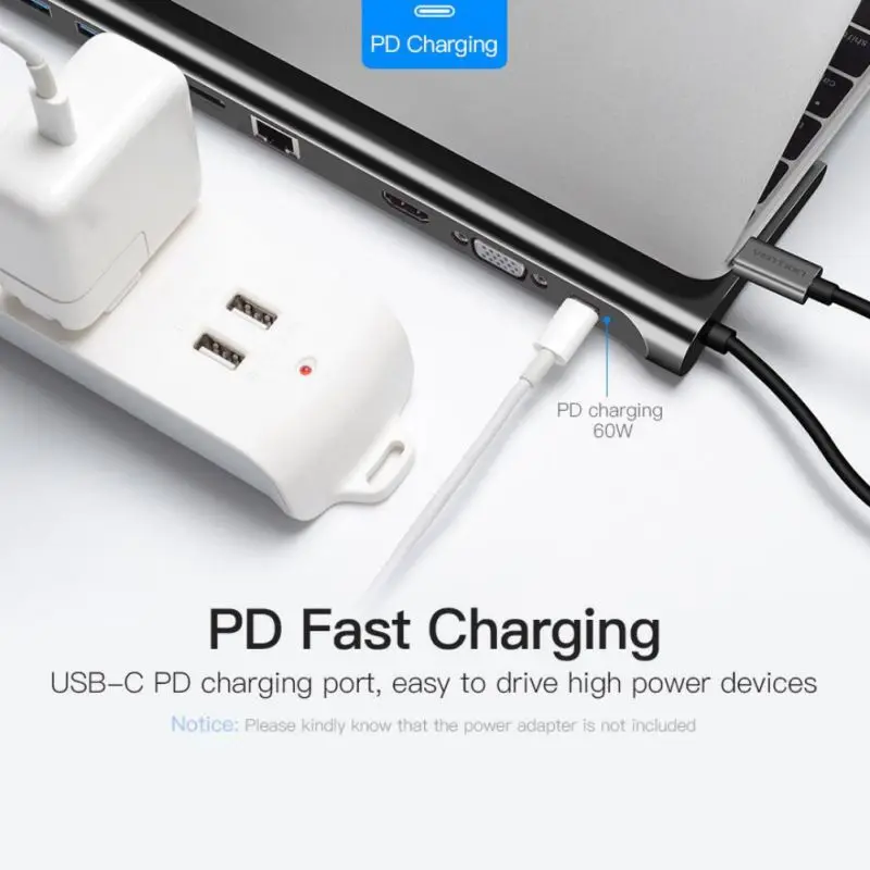 10 в 1 концентратор USB C 4 к док-станция Тип C HDMI RJ45 Gigabit Lan PD 60 Вт блок питания thunderbolt 3 Для iMac air surface book