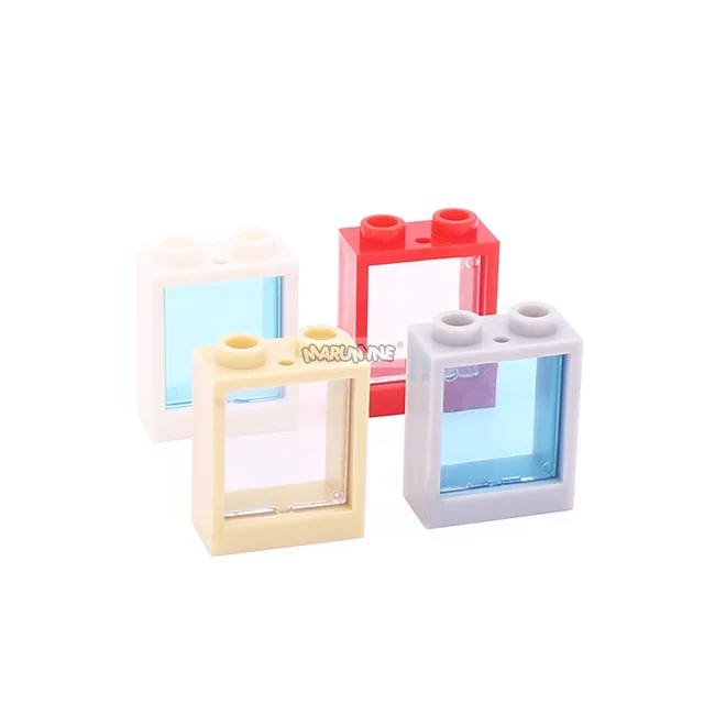 MARUMINE 10PCS Window 1x2x2 Flat Front 60592 with Trans Clear GlassTran 60601 MOC Bricks House Parts Assembling Building Blocks 6