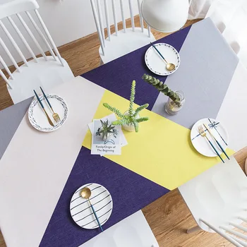 

Withme Tablecloth Rectangular Colorful Table Cover Dustproof Dining room Cotton Linen Geometric Decor Pattern Coffee Party Cloth